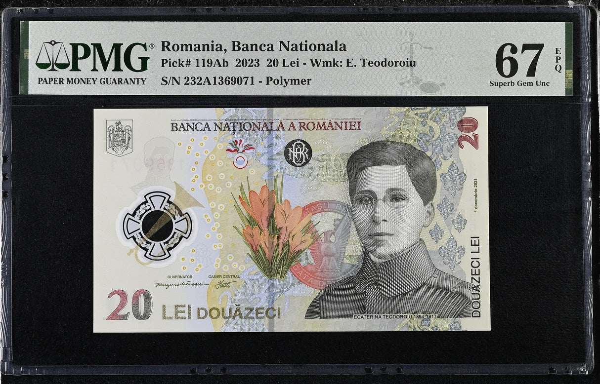 Romania 20 Lei 2023 P 119Ab Polymer Superb Gem UNC PMG 67 EPQ