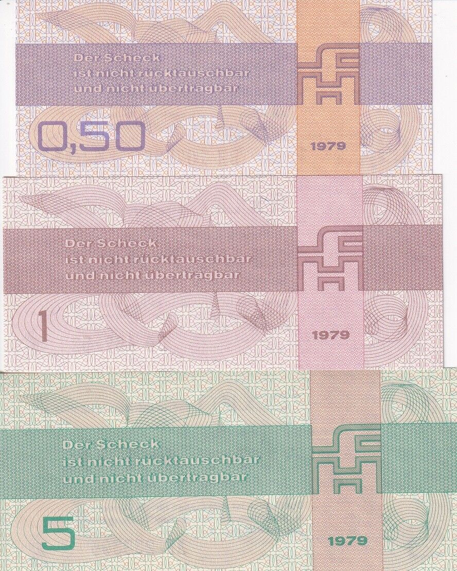 Germany Demorcratic Set 3 Pcs 0.5 1 5 Mark 1979 P FX1 FX2 FX3 UNC