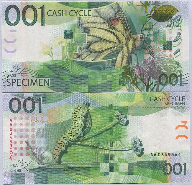 KBA Giori Butterfly 001 Cash Cycle SPECIMEN TEST NOTE
