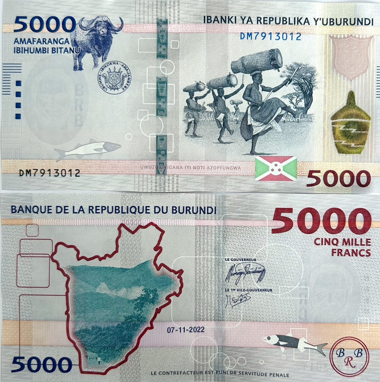 Burundi 5000 Francs 2022/2023 P 58 UNC