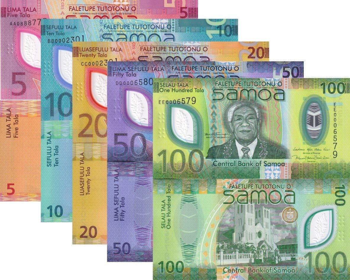 Samoa SET 5 UNC 5 10 20 50 100 Tala ND 2023 2025 Polymer P 47 48 49 NEW