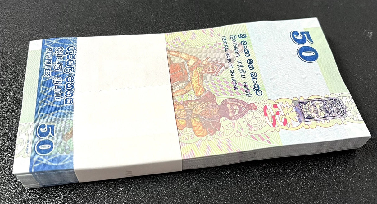 Sri Lanka 50 Rupees 2021 P 124 UNC Lot 100 Pcs 1 Bundle