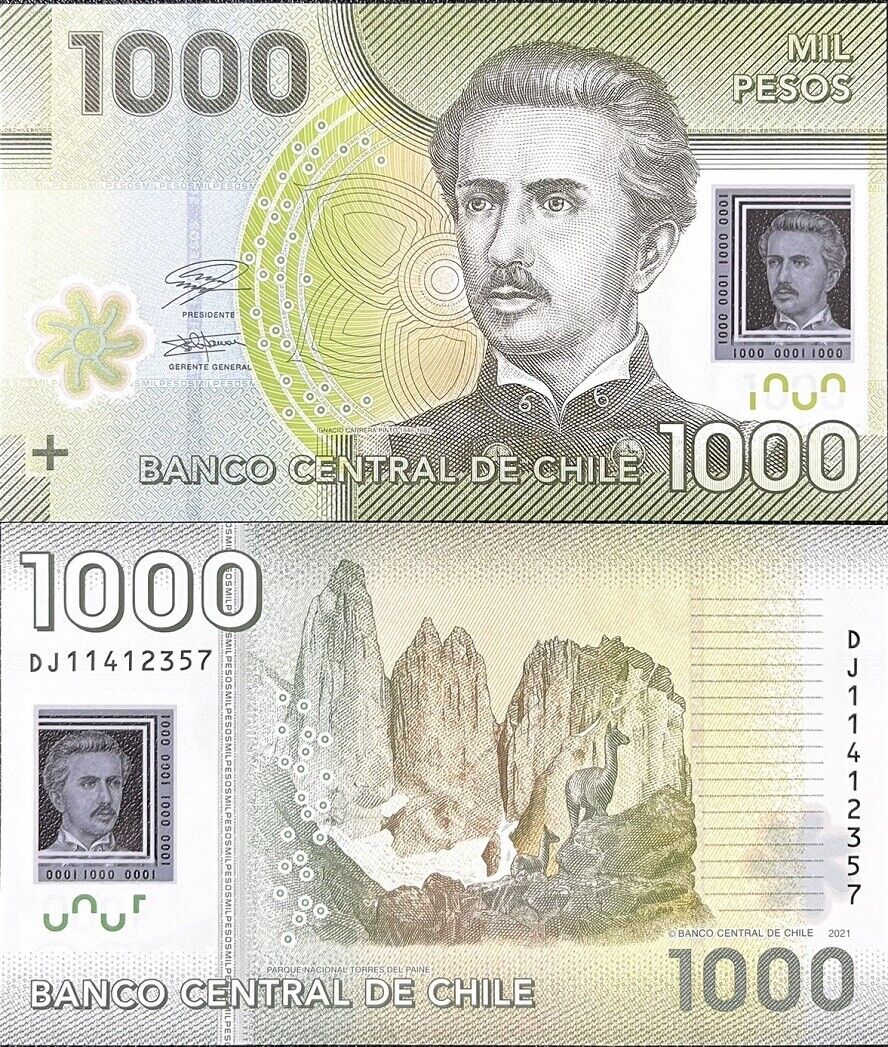 Chile 1000 Pesos 2021 New Sign P 161 h Polymer UNC