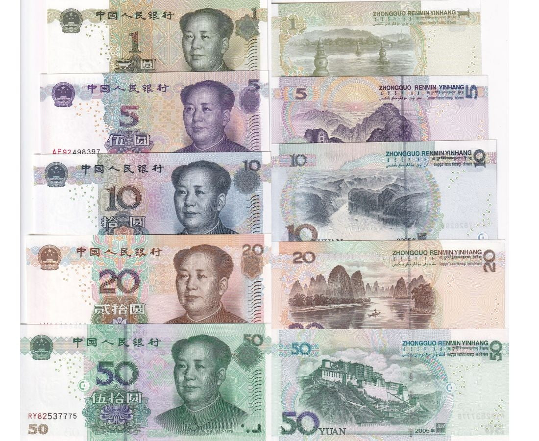 China Set 5 Pcs 1 5 10 20 50 Yuan 1999 2005 P 895 903 904 905 906 UNC