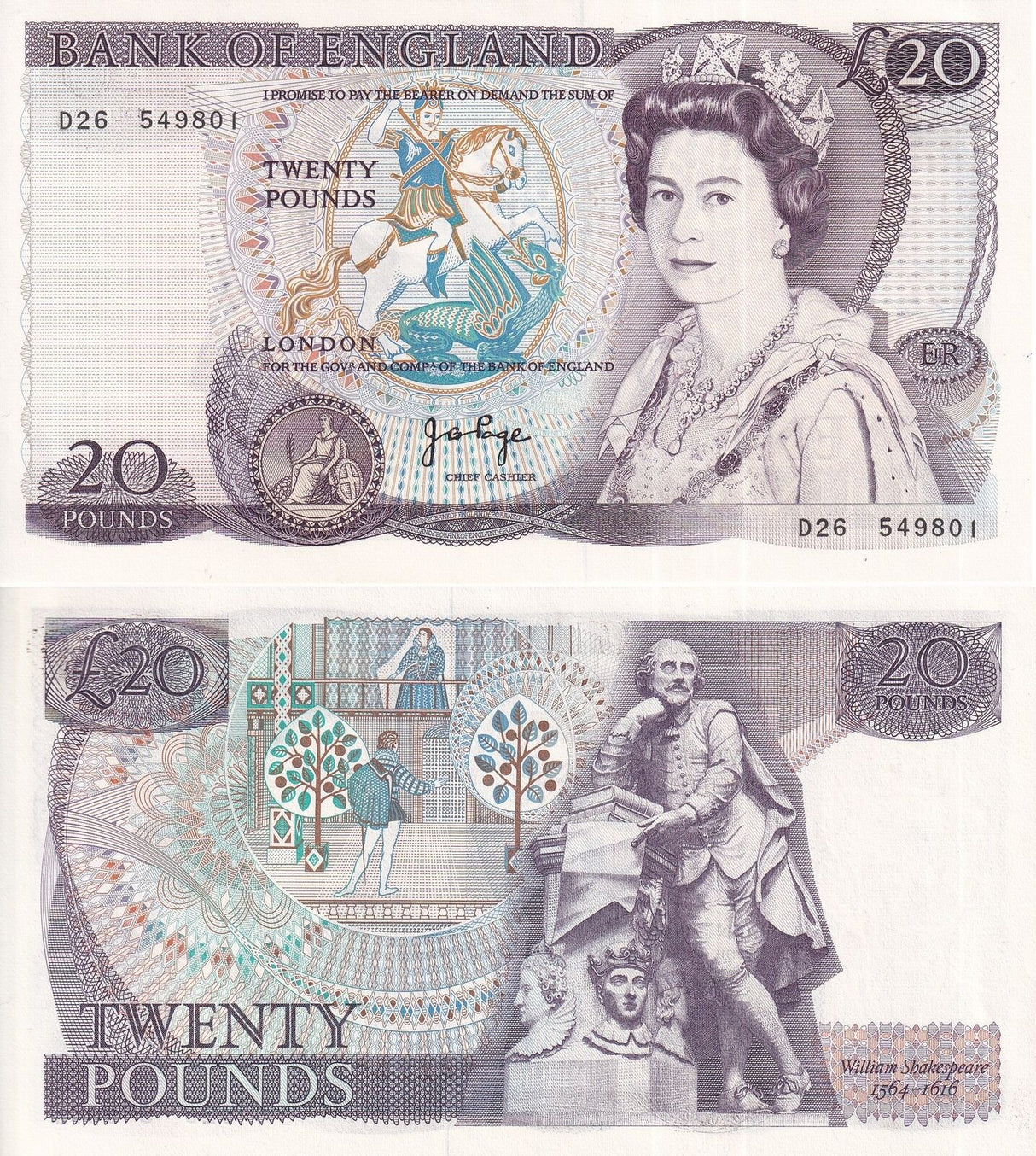 Great Britain 20 Pounds ND 1970-1991 P 380 c UNC