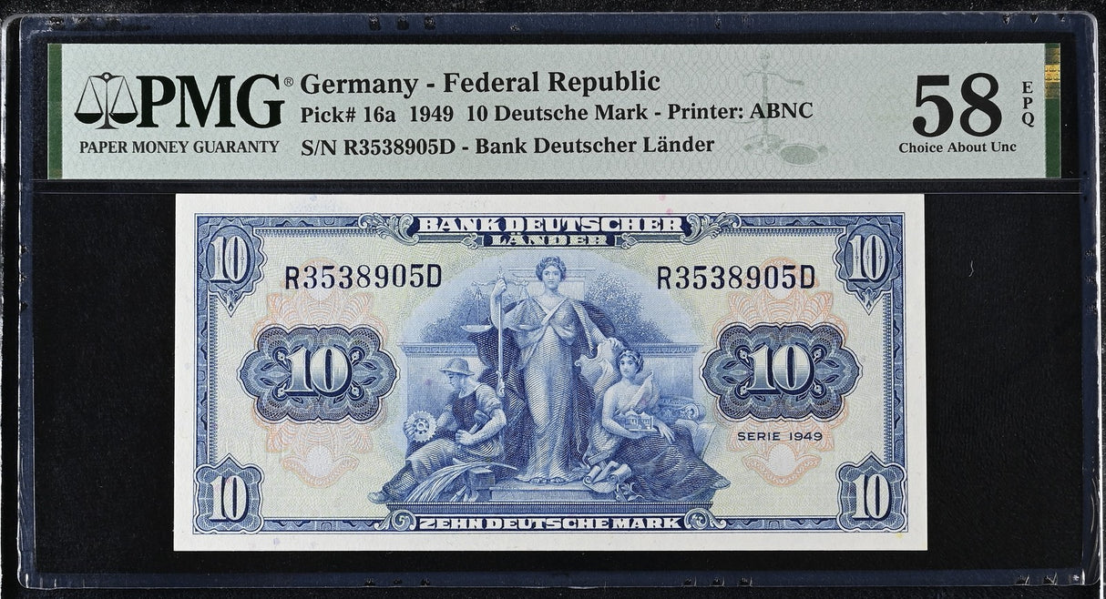Germany 10 Mark 1949 P 16 a Choice About UNC PMG 58 EPQ