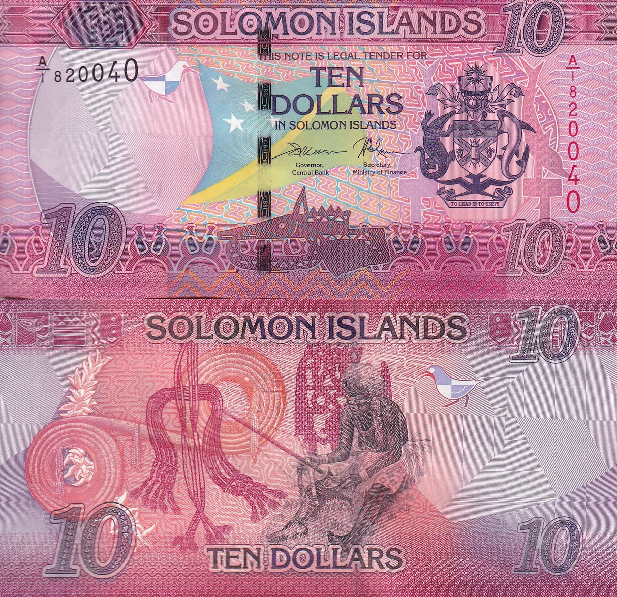 Solomon Islands 10 Dollars ND 2017 P 33 a First Sign Prefix A/1 UNC