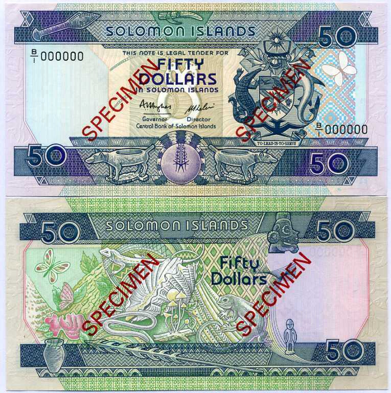 Solomon Islands 50 Dollars ND 1986 P 17 Specimen B/1 000000 UNC
