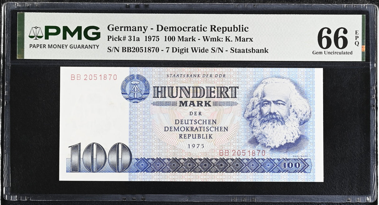 Germany 100 Mark 1975 P 31 a Gem UNC PMG 66 EPQ