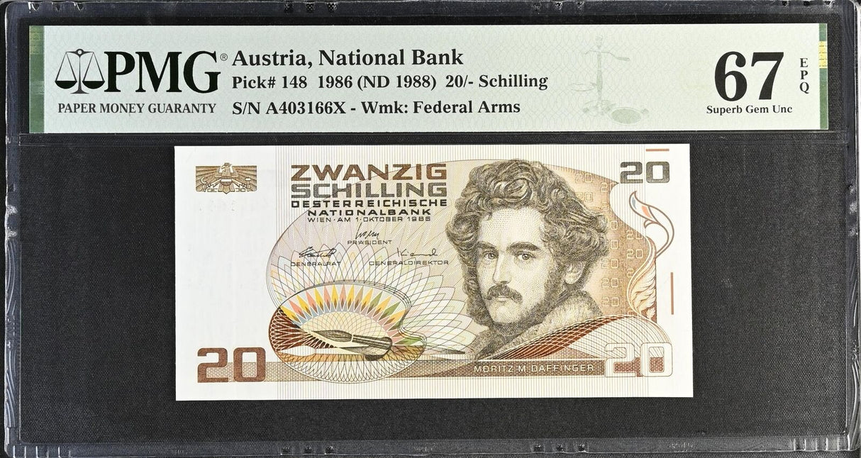 Austria 20 Shillings 1986 ND 1988 P 148 Superb Gem UNC PMG 67 EPQ