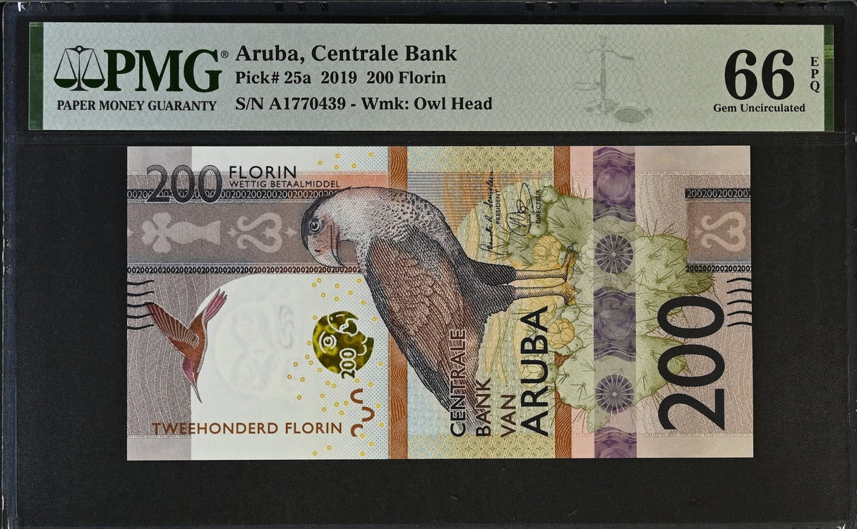 Aruba 200 Florin 2019 P 25 a GEM UNC PMG 66 EPQ