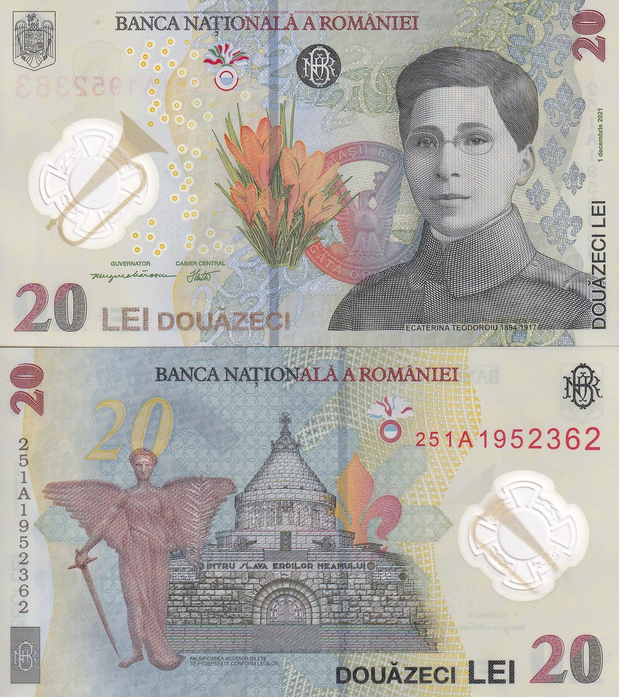 Romania 20 Leu 2021/2025 P 119A Polymer UNC