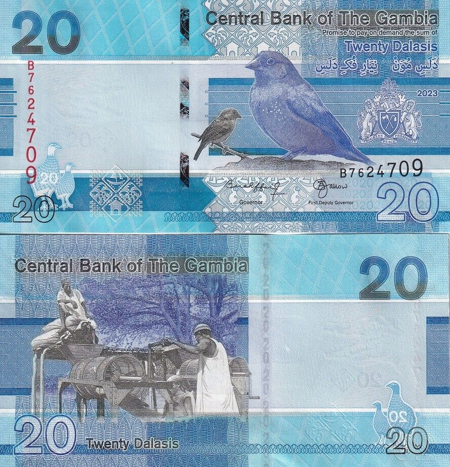 Gambia 20 Dalasis 2023 / 2024 P 39 NEW Sign UNC LOT 5 pcs