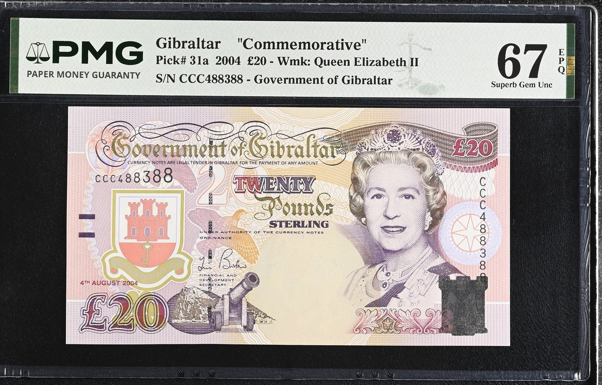 Gibraltar 20 Pounds 2004 P 31 a Superb Gem UNC PMG 67 EPQ