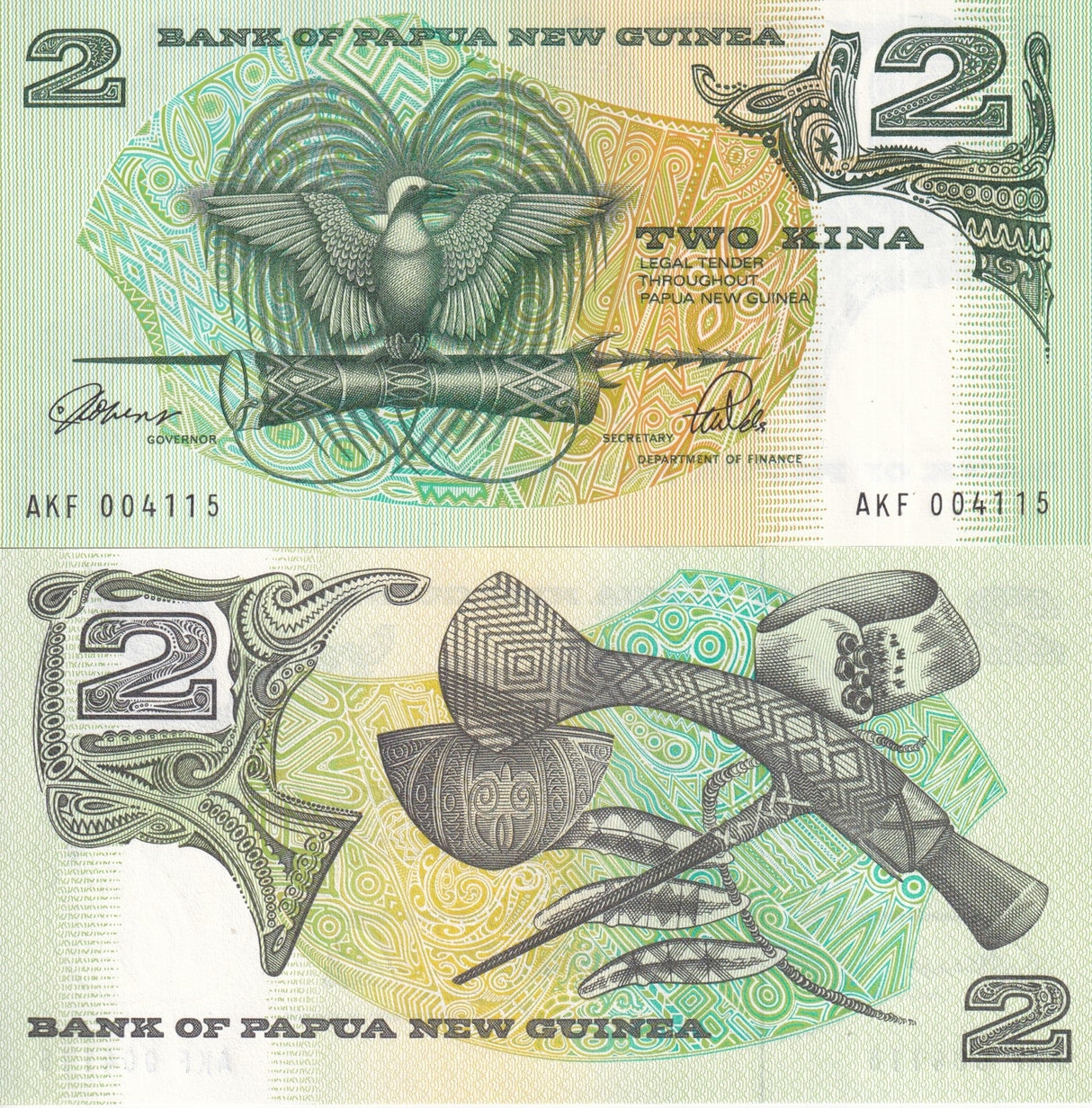 Papua New Guinea 2 Kina ND 1989 - 1991 P 5 c Sign ToRobert & Vele UNC
