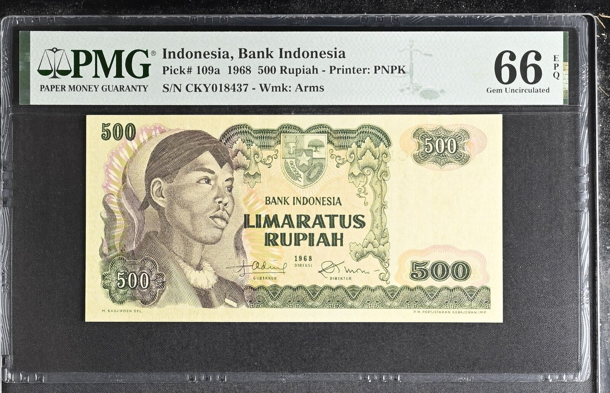 Indonesia 500 Rupiah 1968 P 109 a Gem UNC PMG 66 EPQ