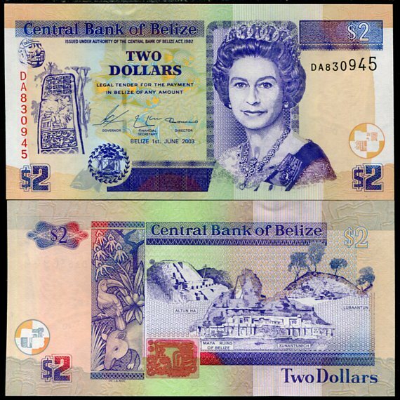 Belize 2 Dollars 2003 P 66 UNC