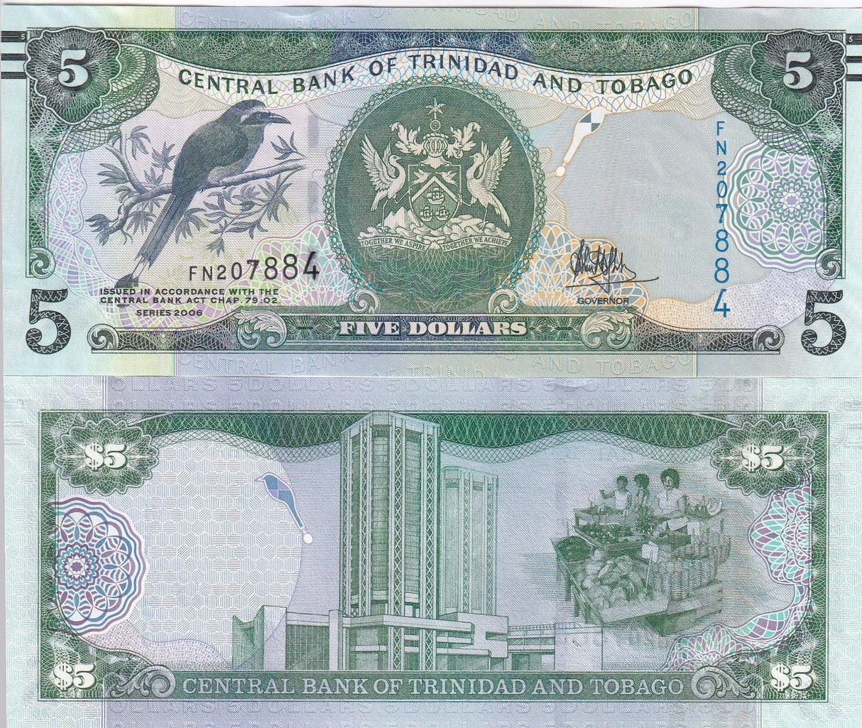 Trinidad & Tobago 5 Dollars 2006/2017 P 47 c UNC