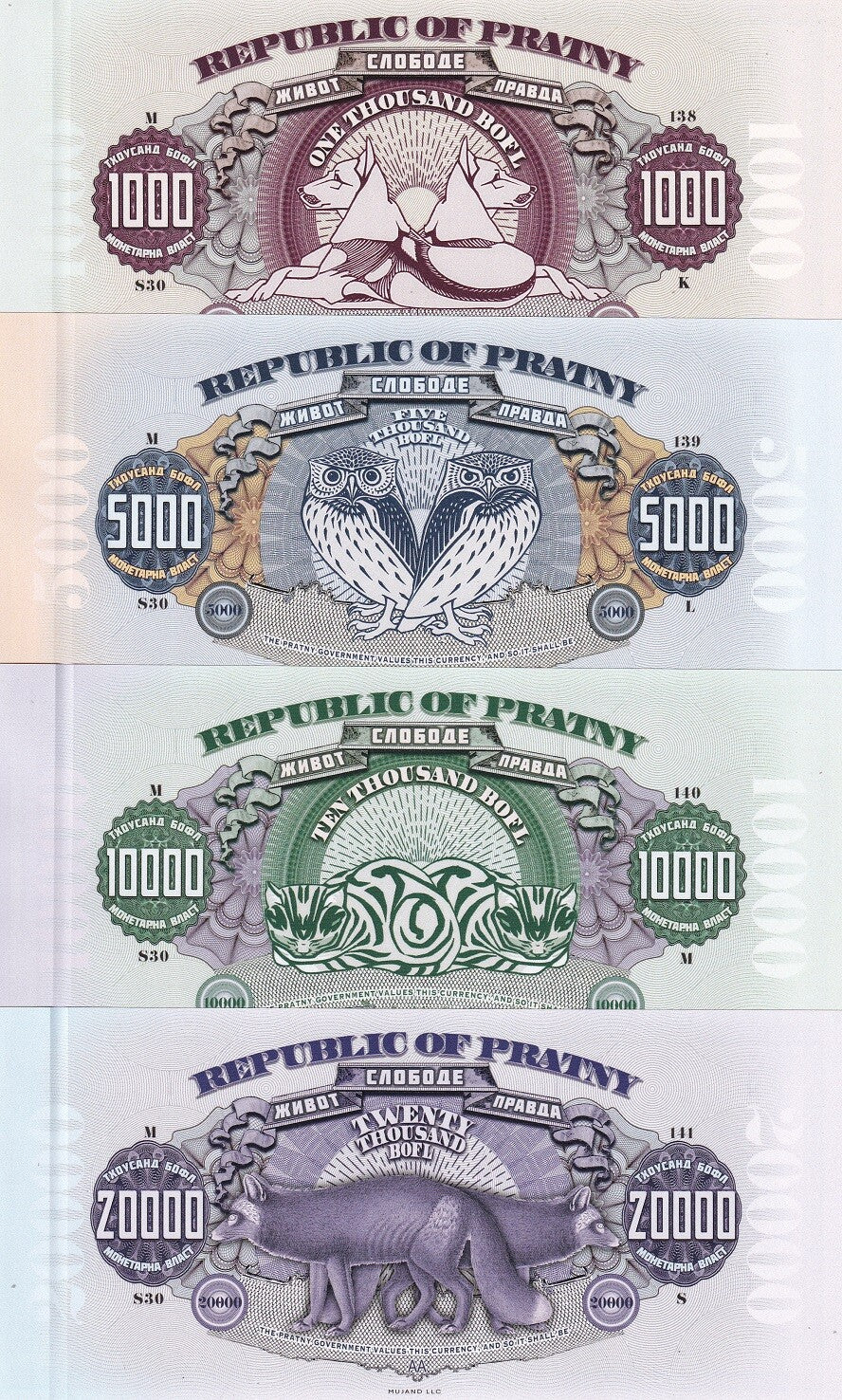 Republic of Pratny Set 4 PCS 1000 5000 - 50000 Bofl Series AA Polymer FANTASY