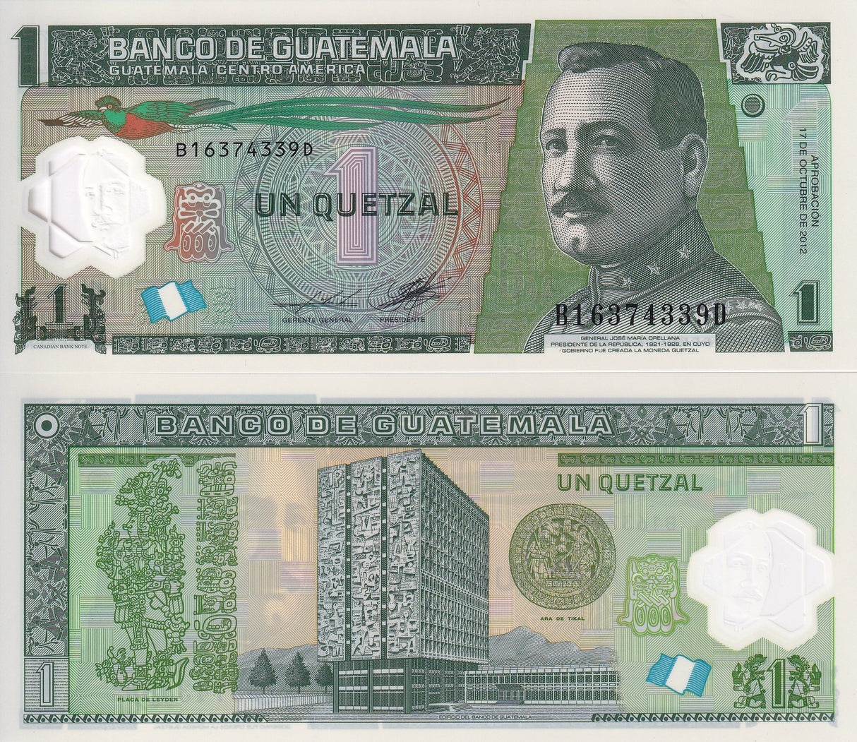Guatemala 1 Quetzal 2012 P 115 UNC
