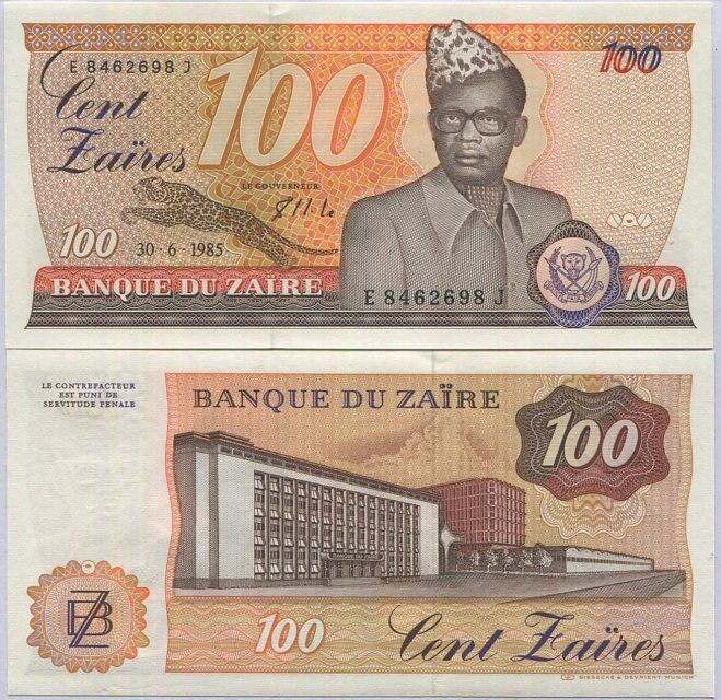 Zaire 100 Zaires 30-6-1985 P 29 b UNC