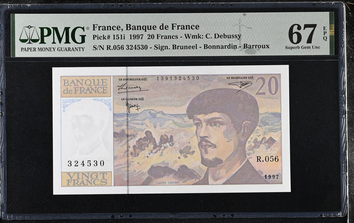 France 20 Francs 1997 P 151 i Superb Gem UNC PMG 67 EPQ