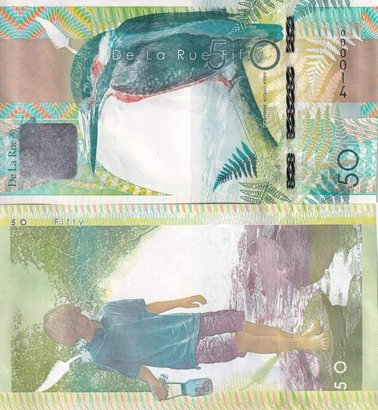 TEST NOTE DE LA RUE 50 Fifty Kingfisher UNC