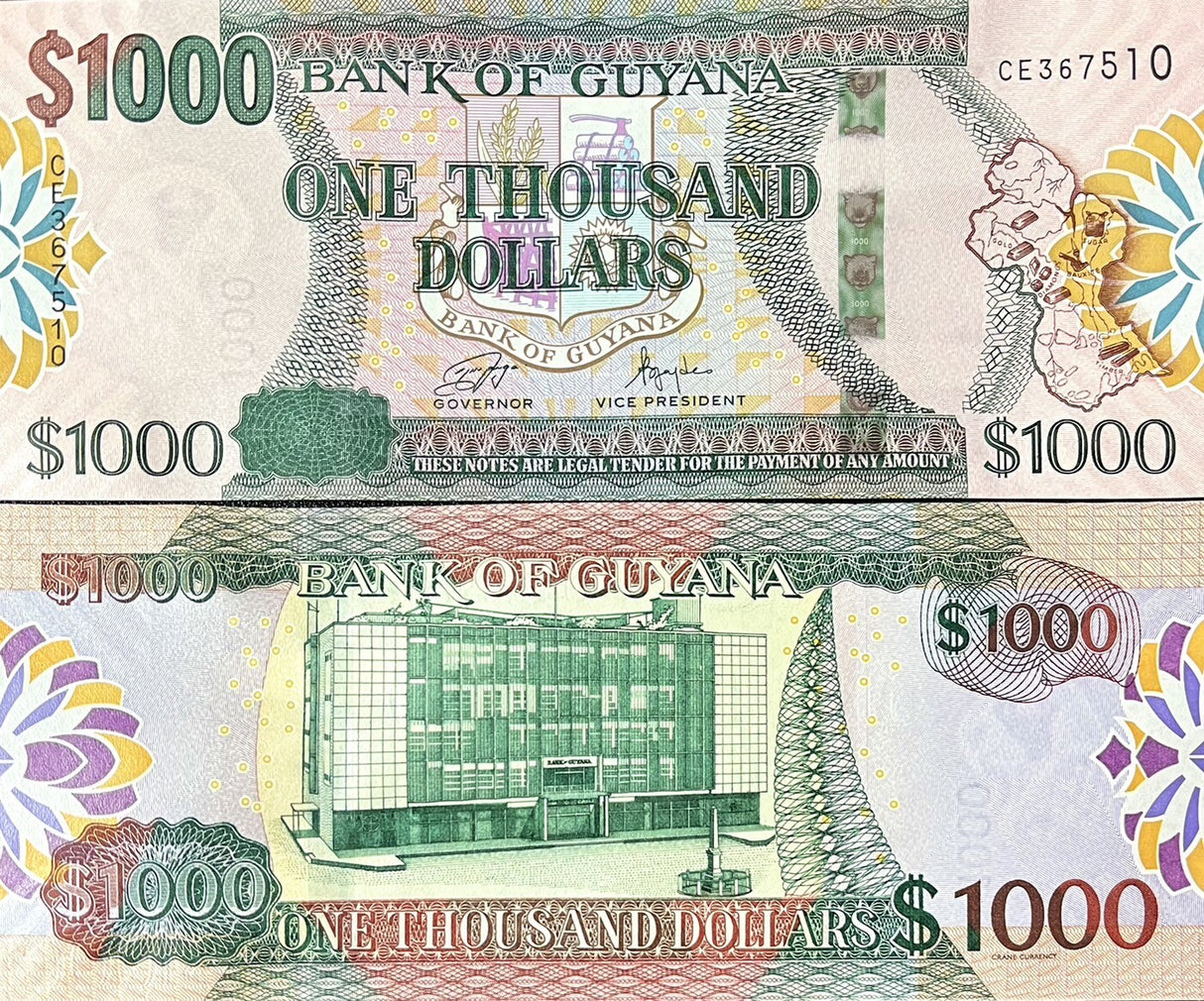 Guyana 1000 Dollars 2024 P 38 d UNC