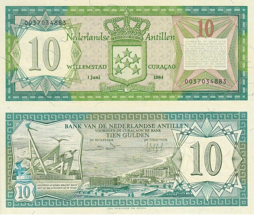 Netherlands Antilles 10 Gulden 1984 P 16 b UNC