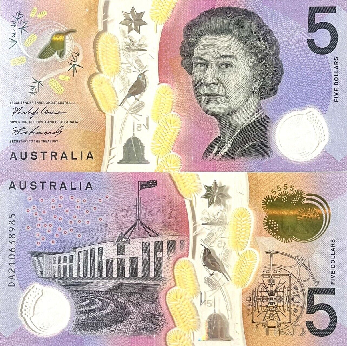 Australia 5 Dollars 2021 P 62 Polymer New Sign UNC