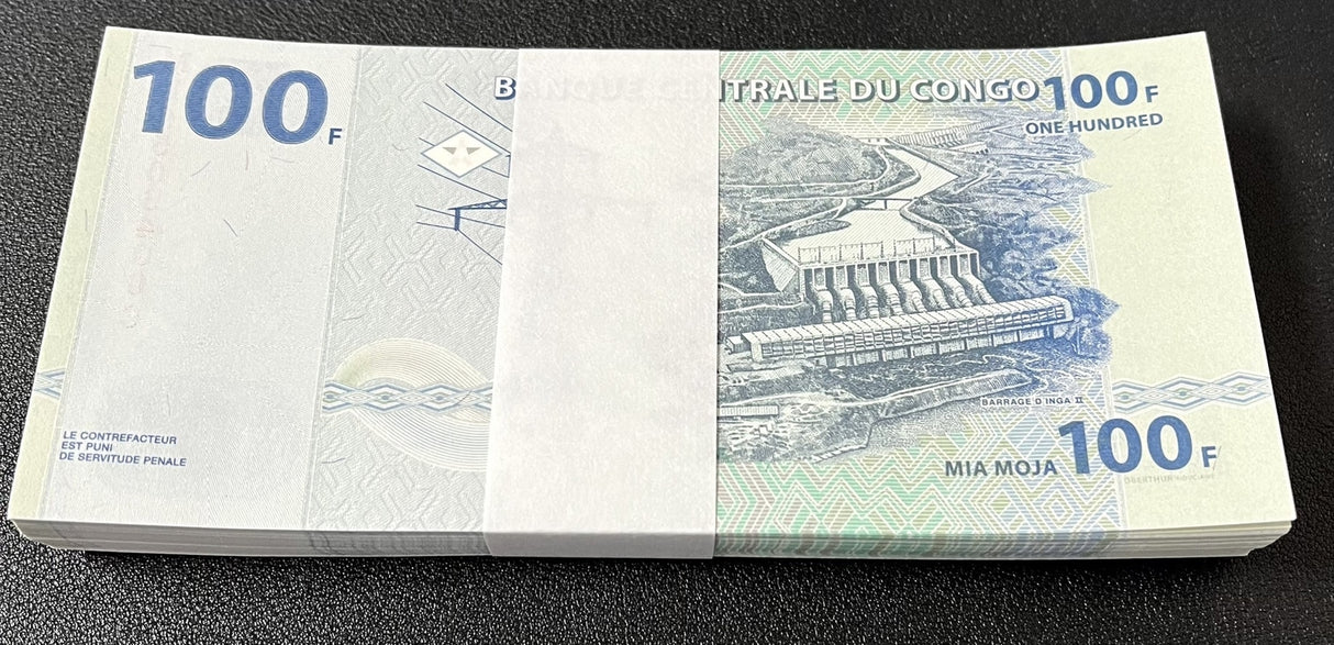 Congo 100 Francs 2022 P 98B New Sign UNC Lot 100 Pcs 1 Bundle
