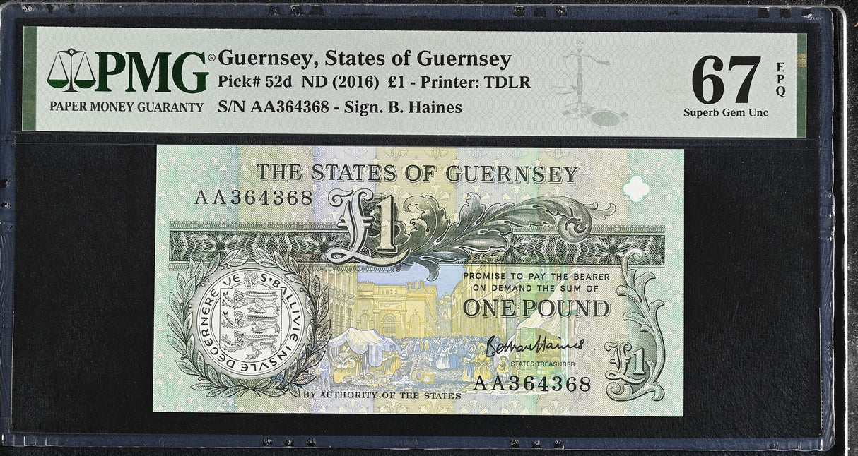 Guernsey 1 Pound ND 2016 P 52 d Superb Gem UNC PMG 67 EPQ