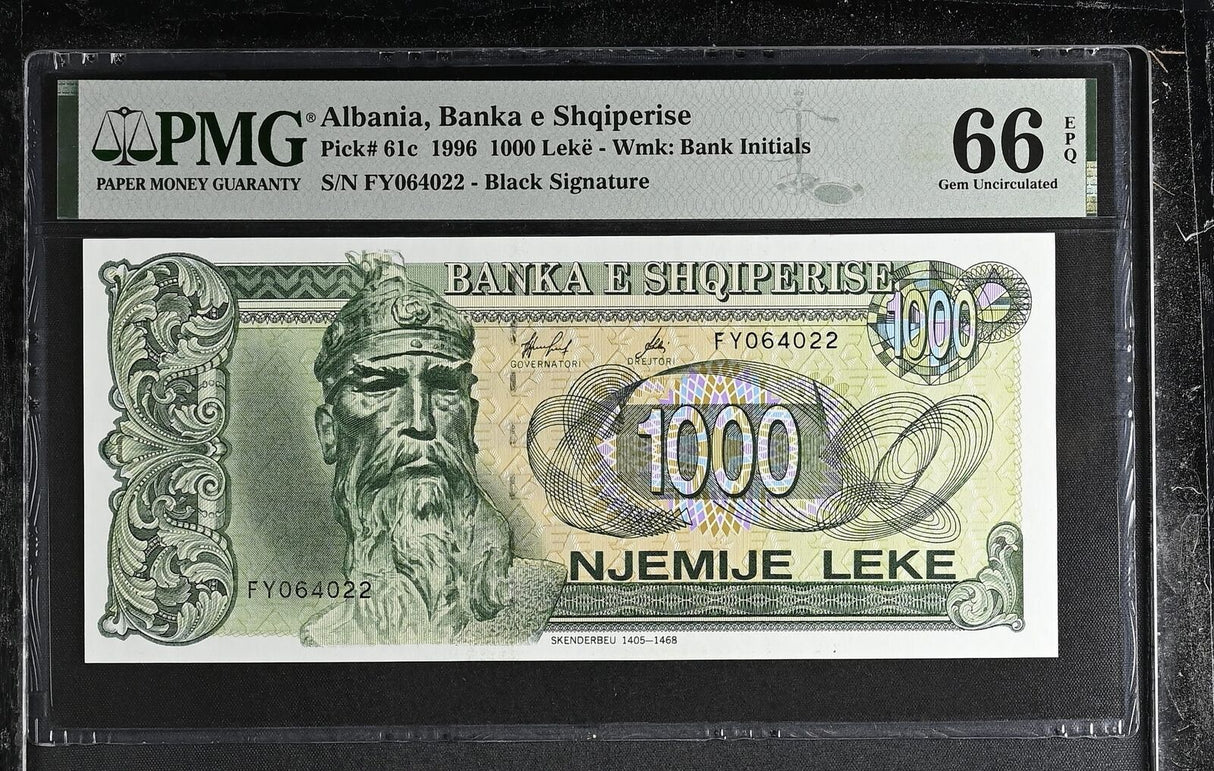 Albania 1000 Leke 1996 P 61 c Gem UNC PMG 66 EPQ