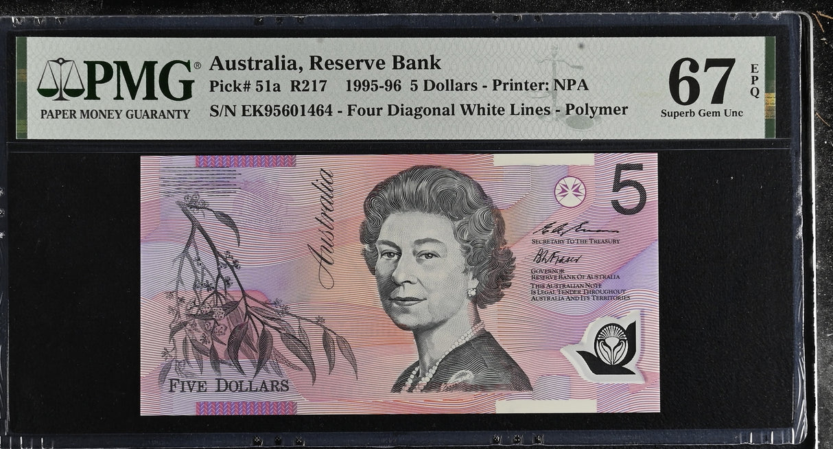 Australia 5 Dollars 1995 P 51 a Polymer Superb Gem UNC PMG 67 EPQ