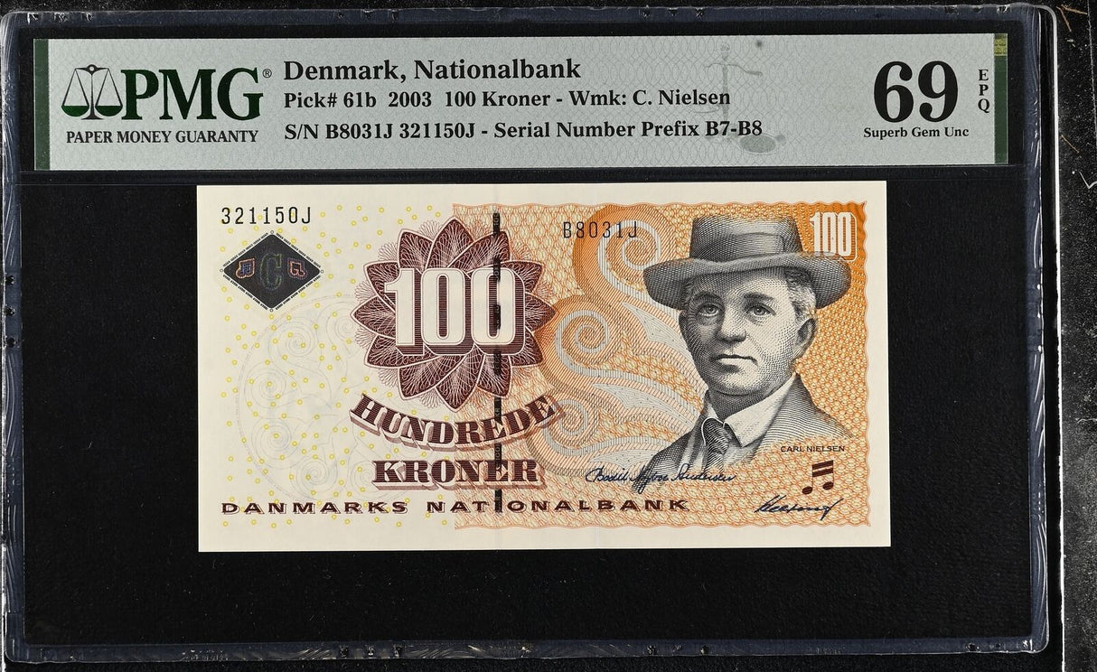 Denmark 100 Kroner 2003 P 61 b Superb Gem UNC PMG 69 EPQ TOP POP