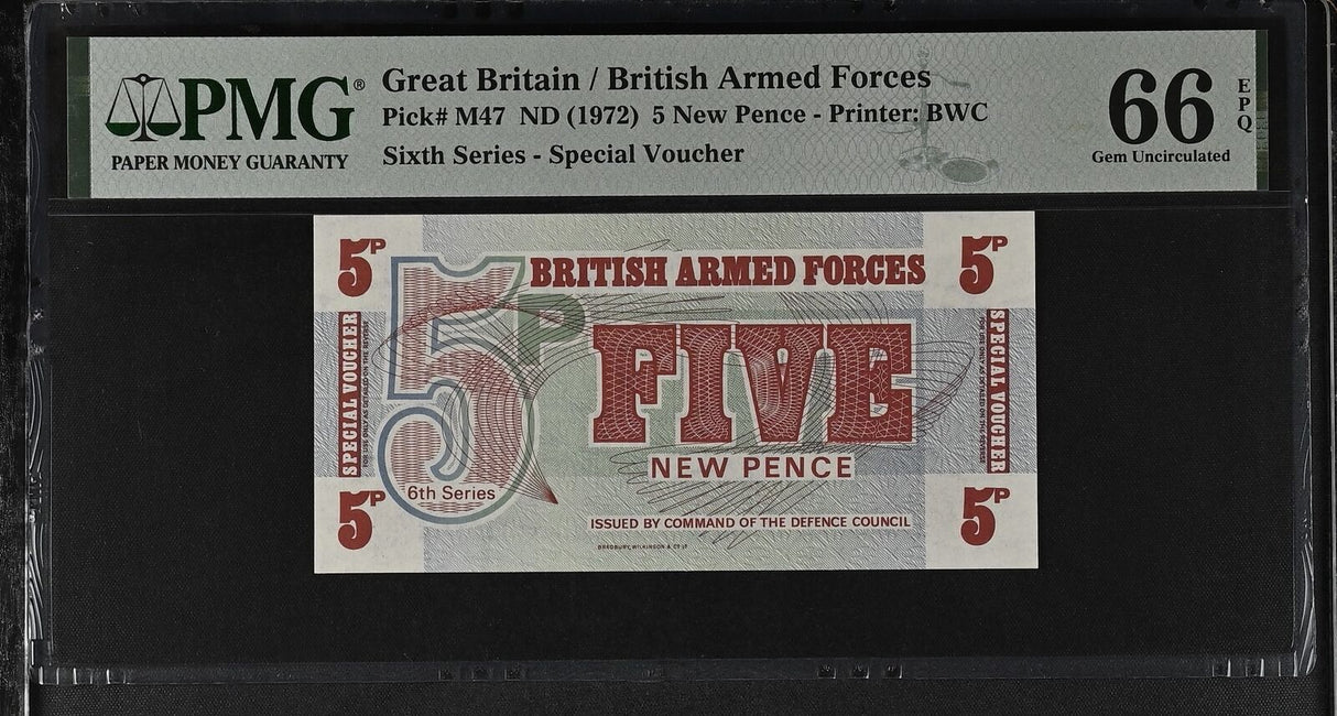 Great BRITAIN 5 New Pence ND 1972 P M47 Gem UNC PMG 66 EPQ