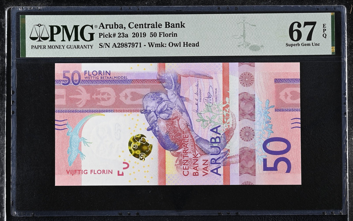 Aruba 50 Florin 2019 P 23 a Superb Gem UNC PMG 67 EPQ