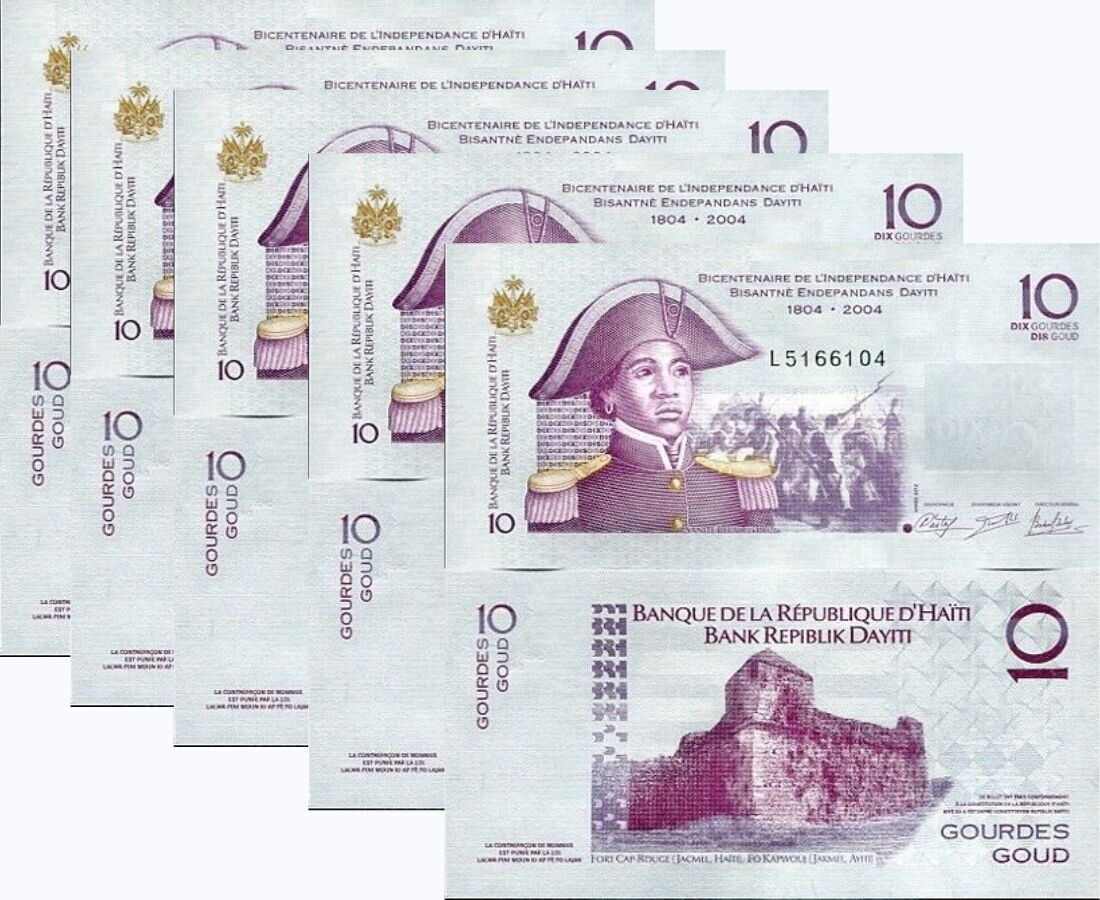 Haiti 10 Gourde 2012 P 272e UNC LOT 5 PCS