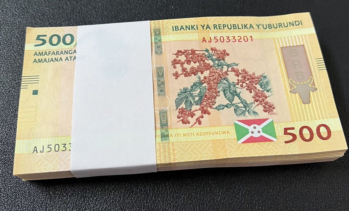 Burundi 500 Francs 2023 P 50 New Sign UNC LOT 100 PCS 1 BUNDLE