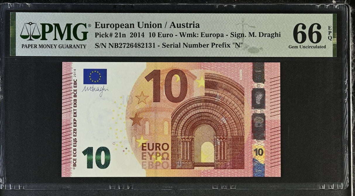Euro 10 Euro Austria 2014 P 21 n Gem UNC PMG 66 EPQ