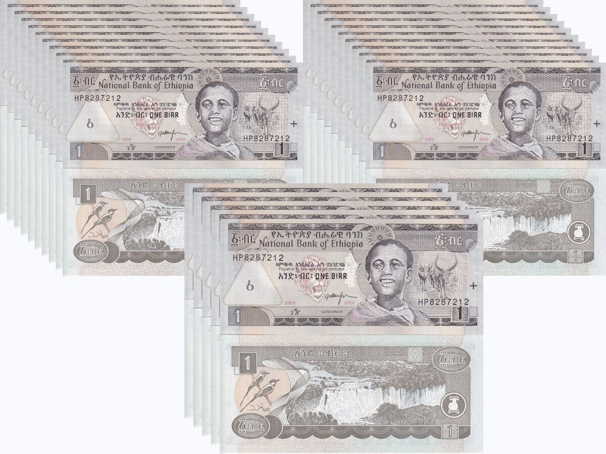 Ethiopia 1 Birr 2000/2008 P 46 e UNC LOT 25 PCS