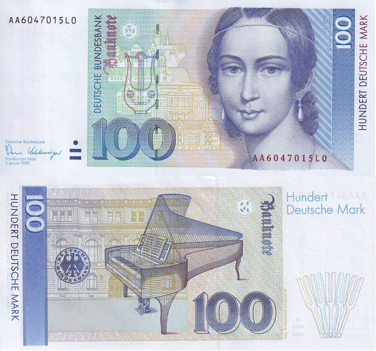 Germany 100 Mark 1989 AA prefix P 41 a UNC