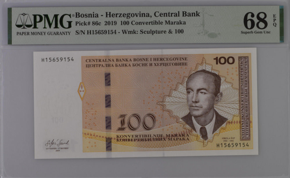 Bosnia 100 Convertible Maraka 2019 P 86 c Superb GEM UNC PMG 68 EPQ