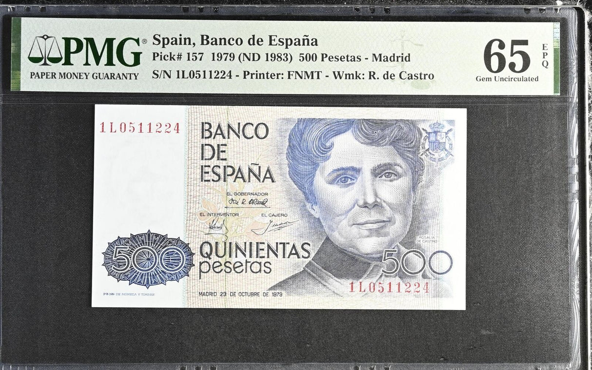 Spain 500 Pesetas 1979 ND 1983 P 157 GEM UNC PMG 65 EPQ