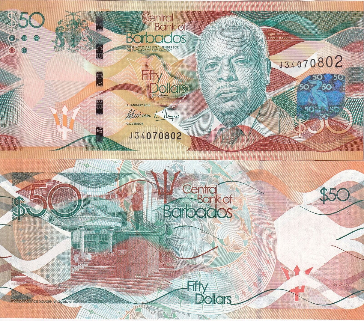 Barbados 50 Dollars 2018 P 77 UNC