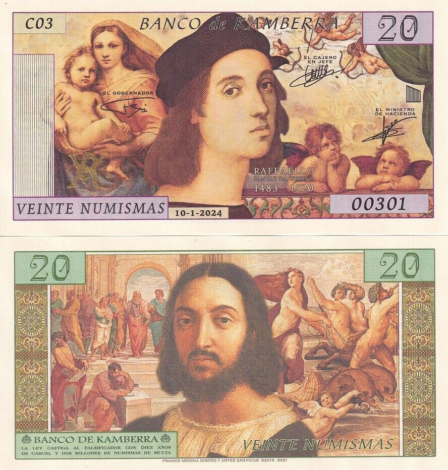 Kamberra 20 Numismas 2024 Raphael Madonna Christ Child New Security Fantasy
