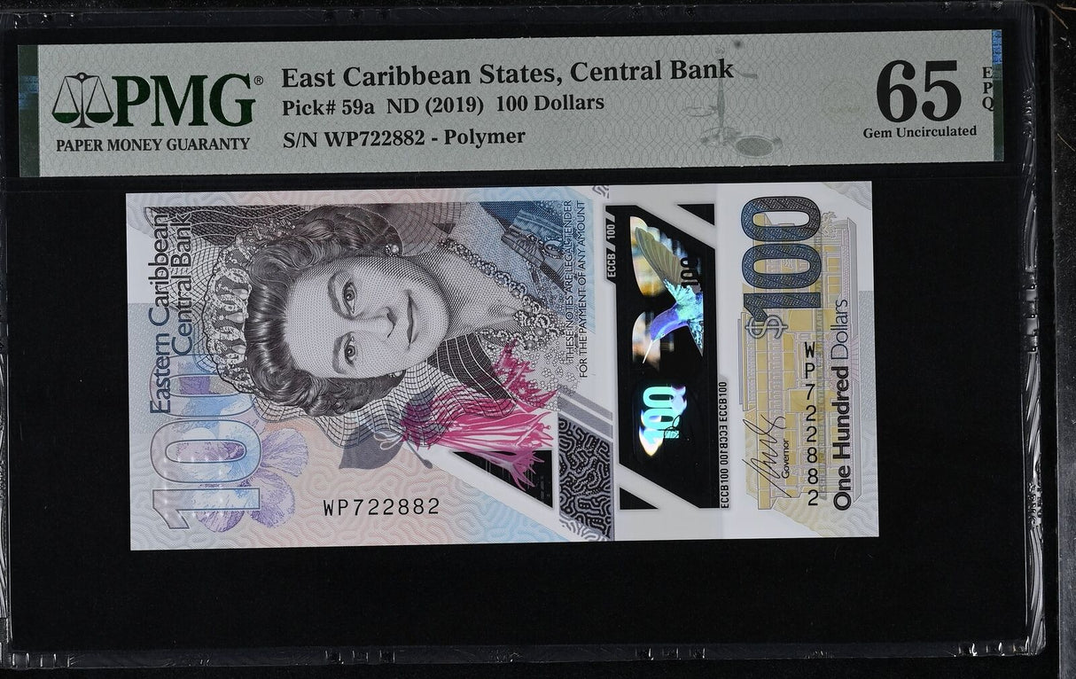 East Caribbean 100 Dollars ND 2019 P 59 a Gem UNC PMG 65 EPQ