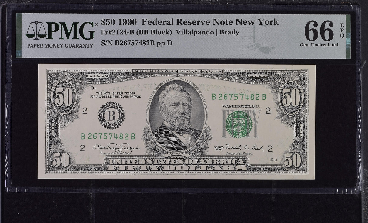 United States 50 Dollars USA 1990 P 544 B New York Gem UNC PMG 66 EPQ