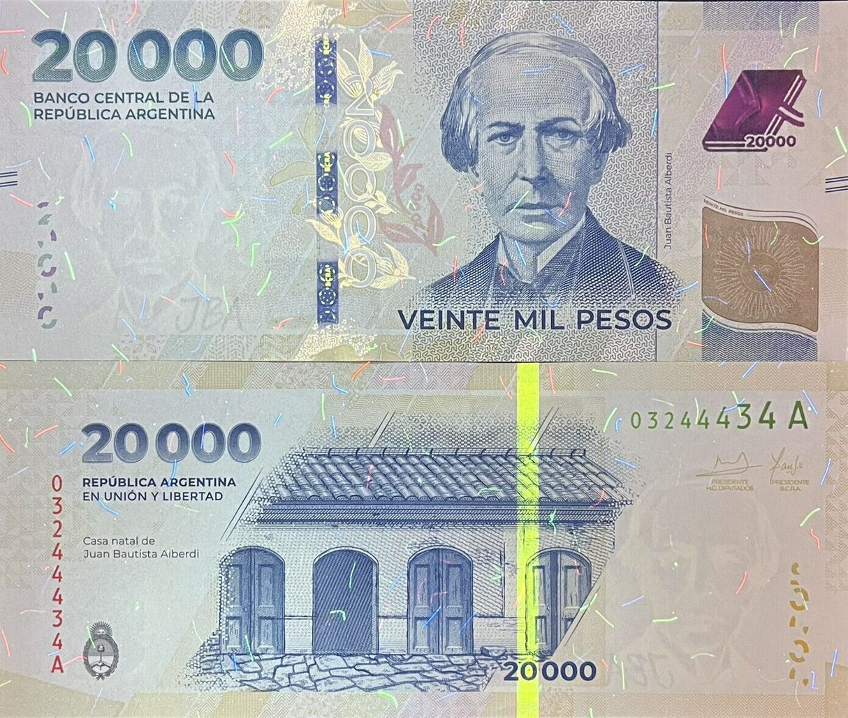 Argentina 20000 Pesos 2024 P 370 New Series UNC Lot 3 Pcs