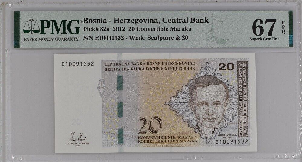 Bosnia 20 Convertible Maraka 2012 P 82 a Superb Gem UNC PMG 67 EPQ